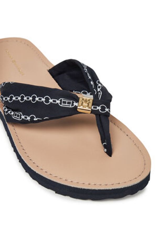TOMMY HILFIGER - Tommy Hilfiger Japonki Th Chain Print Elevated Sandal FW0FW08519 Granatowy. Kolor: niebieski. Materiał: materiał. Wzór: nadruk