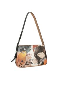 Pomarańczowa Elegancka Listonoszka Damska Anekke Z Serii Alma. Kolor: pomarańczowy. Wzór: napisy, aplikacja. Materiał: zdobione. Styl: elegancki #3