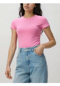Reserved - T-shirt slim fit - różowy. Kolor: różowy. Materiał: dzianina, bawełna #1
