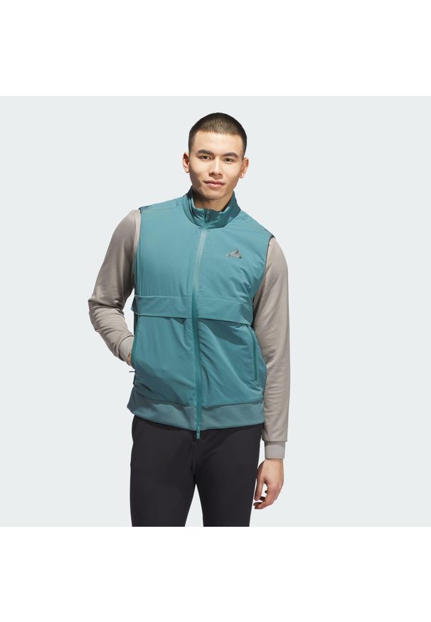 Adidas - Kamizelka Ultimate365 Tour Frostguard z suwakiem na całej długości. Kolor: niebieski. Sport: golf