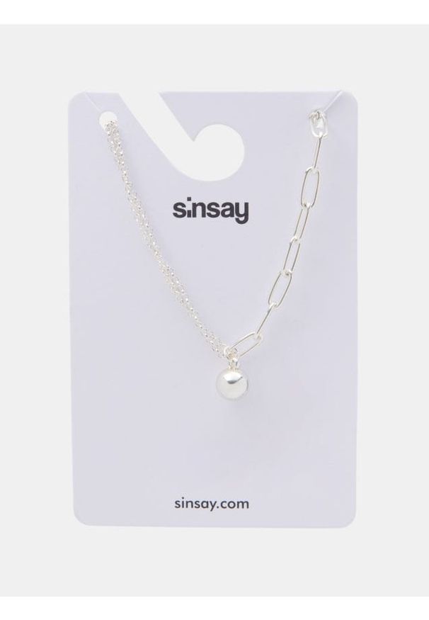 Sinsay - Naszyjnik z zawieszką z błyszczącym wykończeniem - srebrny. Materiał: srebrne. Kolor: srebrny