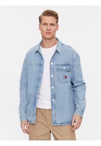 Tommy Jeans Koszula jeansowa Essential DM0DM18328 Błękitny Relaxed Fit. Kolor: niebieski. Materiał: bawełna