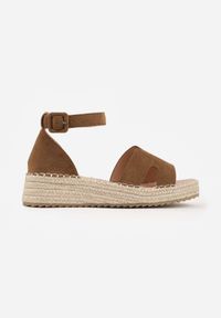 Renee - Ciemnozielone Sandały VICES na Koturnie z Plecionką i Wycięciami przy Cholewce Celanele. Okazja: na co dzień. Zapięcie: sprzączka. Kolor: zielony. Wzór: ażurowy. Sezon: lato. Obcas: na koturnie. Styl: wakacyjny, casual, elegancki #7