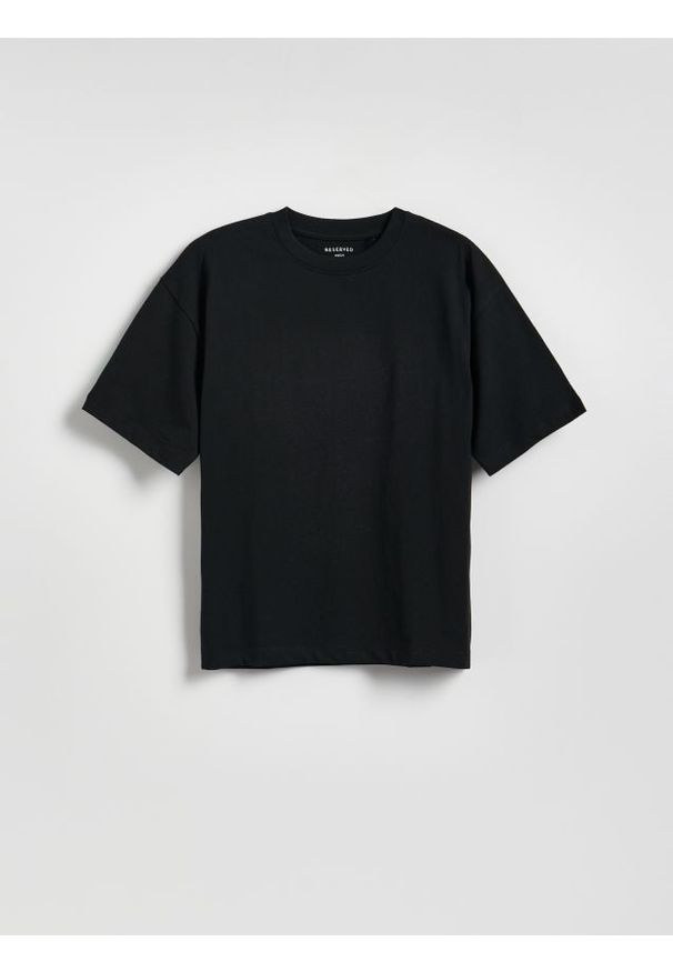 Reserved - Bawełniany t-shirt - czarny. Kolor: czarny. Materiał: bawełna