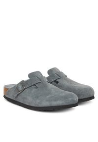Birkenstock Klapki Boston Sfb 1030874 Szary. Kolor: szary. Materiał: skóra, zamsz