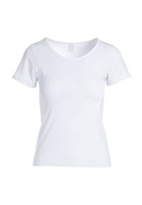 Born2be - Biały T-shirt Eight. Okazja: na co dzień. Kolor: biały. Materiał: elastan, bawełna, jeans, dzianina. Długość rękawa: krótki rękaw. Długość: krótkie. Wzór: jednolity. Styl: rockowy, casual, klasyczny