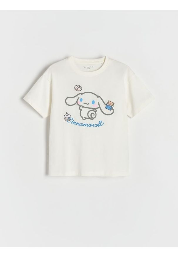 Reserved - T-shirt Cinnamoroll - złamana biel. Materiał: bawełna