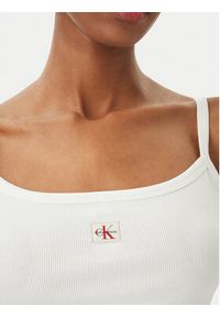 Calvin Klein Jeans Top LV047F221G Biały Slim Fit. Kolor: biały. Materiał: bawełna #4