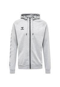 Bawełniana bluza z kapturem zapinana na zamek Hummel Move Grid. Typ kołnierza: kaptur. Kolor: szary. Materiał: bawełna. Wzór: nadruk, jodełka. Sport: fitness #1