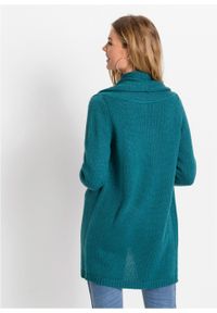 Długi sweter bez zapięcia bonprix niebieskozielony. Kolor: niebieski. Długość: długie #6