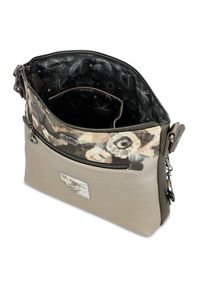 Brązowa Listonoszka Anekke Real Elegancka Torebka Damska. Kolor: brązowy. Wzór: kwiaty, aplikacja, haft. Dodatki: z breloczkiem, z haftem. Materiał: zdobione. Styl: elegancki. Rodzaj torebki: na ramię #6