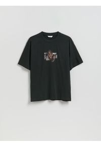 Reserved - T-shirt comfort z nadrukiem - jasny zielony. Kolor: zielony. Materiał: bawełna, dzianina. Wzór: nadruk #1