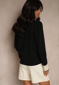 Renee - Czarny Kardigan z Wiskozą Lamówką i Guzikami Halisette. Okazja: na co dzień. Kolor: czarny. Materiał: wiskoza. Styl: klasyczny, casual, elegancki #5