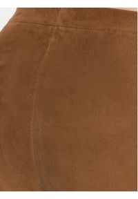 Serge Pariente Spodnie skórzane Strechy Vs Brązowy Slim Fit. Kolor: brązowy. Materiał: skóra