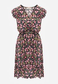 Renee - Czarna Sukienka Rozkloszowana w Kwiaty z Wiskozy Selesima. Kolor: czarny. Materiał: wiskoza. Wzór: kwiaty #6