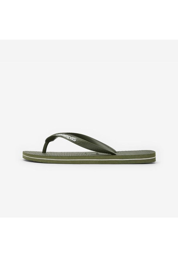 Japonki męskie Havaianas Logo Filet. Okazja: na plażę, na co dzień. Kolor: zielony. Materiał: syntetyk, kauczuk. Sezon: lato. Styl: sportowy, casual