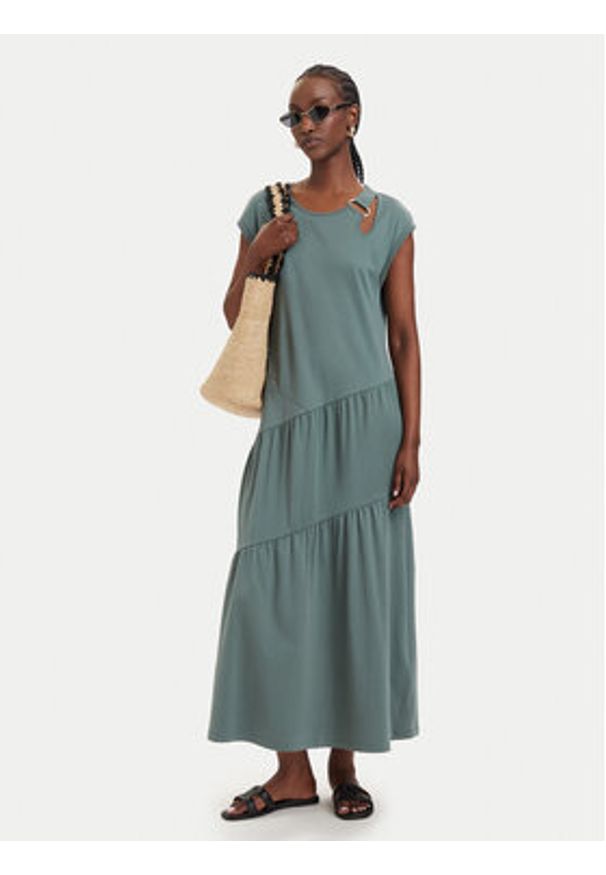 Liu Jo Sport Sukienka codzienna TA6237 J3855 Zielony ciemny Relaxed Fit. Okazja: na co dzień. Kolor: zielony. Materiał: bawełna. Typ sukienki: sportowe, proste. Styl: casual, sportowy