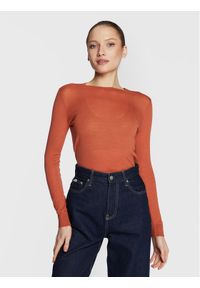Calvin Klein Sweter Extra Fine K20K204139 Pomarańczowy Slim Fit. Kolor: pomarańczowy. Materiał: wełna #1
