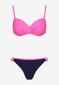 Renee - Różowe Bikini Majtki Figi i Biustonosz z Marszczeniem Sepiana. Kolor: różowy