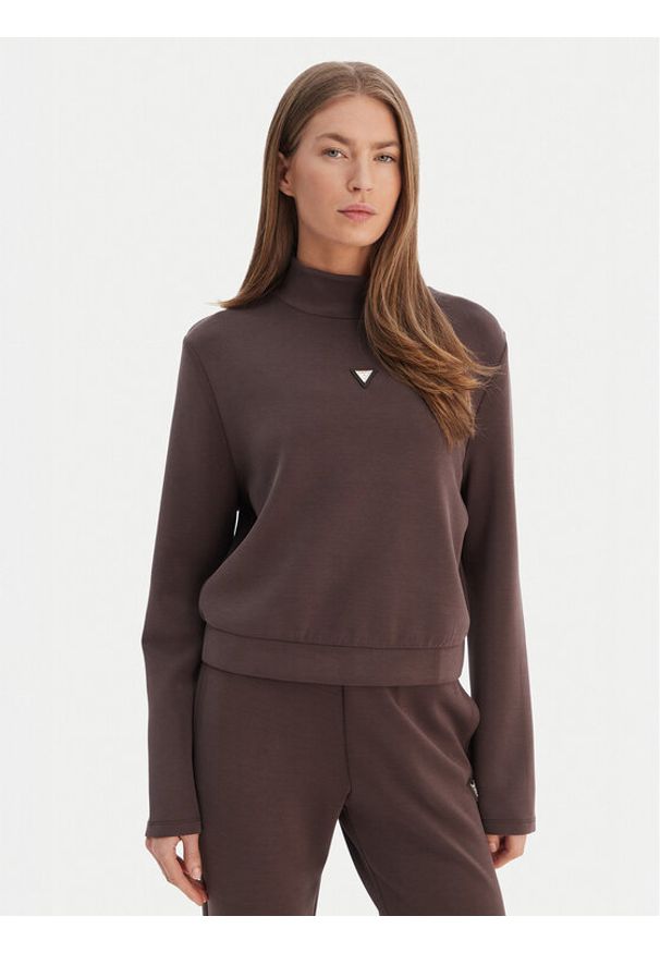 Guess Bluza V4YQ05 KCAY2 Brązowy Regular Fit. Kolor: brązowy. Materiał: syntetyk