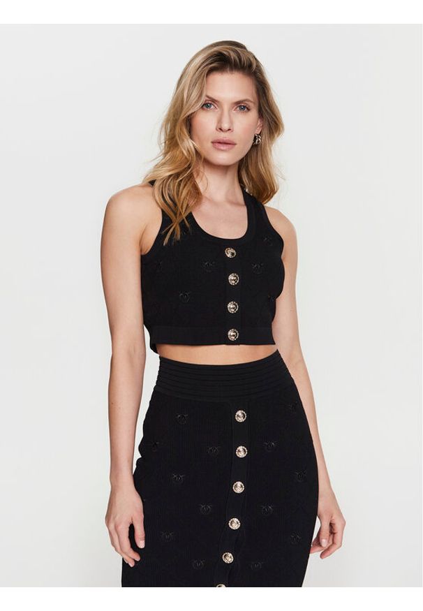 Pinko Top Lion 100148 A0HW Czarny Slim Fit. Kolor: czarny. Materiał: wiskoza