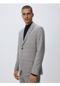 Reserved - Marynarka slim fit w kratę - brązowy. Kolor: brązowy. Materiał: tkanina, wiskoza