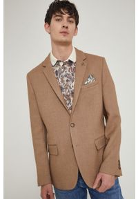 medicine - Medicine marynarka męska kolor beżowy. Kolor: beżowy. Wzór: aplikacja. Styl: klasyczny #4
