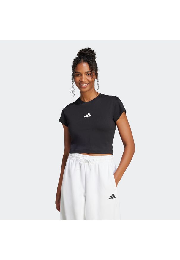 Adidas - Koszulka damska ADIDAS. Materiał: bawełna. Wzór: haft