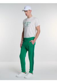 Big-Star - Spodnie męskie dresowe z lampasami zielone Smith 301/ Santo 301. Kolor: zielony. Materiał: dresówka. Wzór: nadruk #2