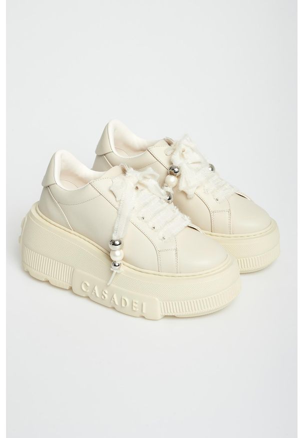 Casadei - Sneakersy damskie skórzane CASADEI. Materiał: skóra