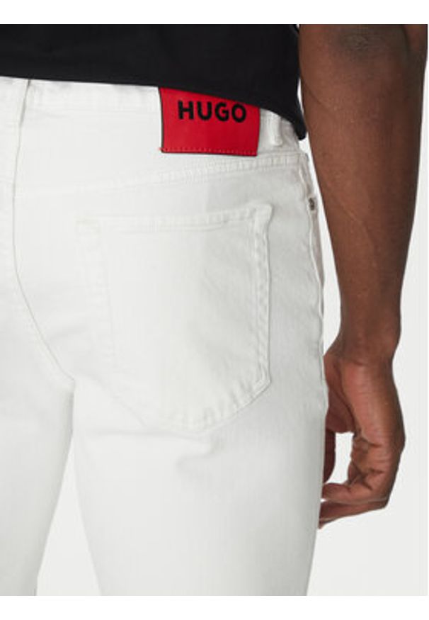 Hugo - HUGO Szorty jeansowe 50537717 Biały Regular Fit. Kolor: biały. Materiał: bawełna