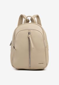 Born2be - Beżowy Mały Plecak z Ozdobnym Suwakiem i Rączką Dralzeri. Kolor: beżowy. Styl: biznesowy, elegancki