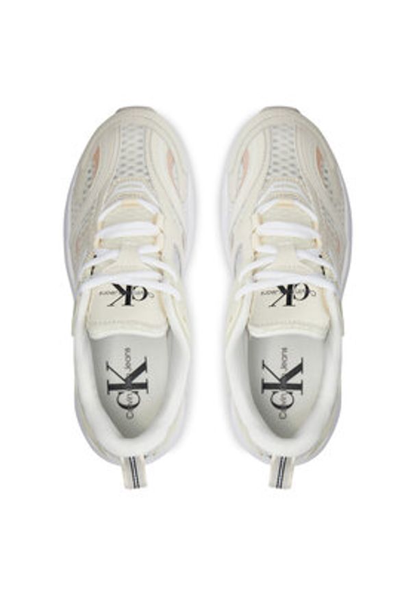 Calvin Klein Jeans Sneakersy Retro Tennis Low Lace Mh Ml Met YW0YW01373 Biały. Kolor: biały. Materiał: skóra