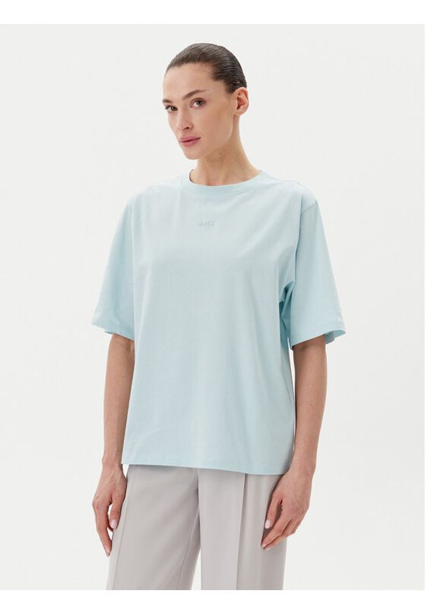 BOSS T-Shirt C_Enis 50523256 Turkusowy Oversize. Kolor: turkusowy. Materiał: bawełna