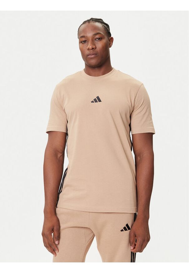 Adidas - adidas T-Shirt Essentials 3-Stripes JX0734 Beżowy Regular Fit. Kolor: beżowy. Materiał: bawełna