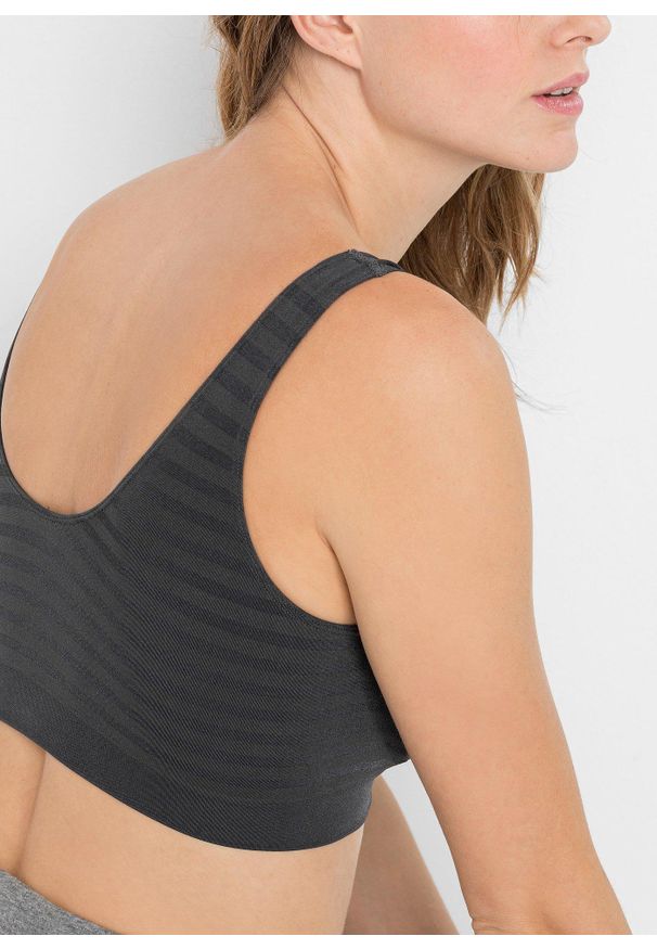 bonprix - Biustonosz bezszwowy bustier Feel comfort (2 szt.). Kolor: szary. Materiał: materiał, żakard. Wzór: paski