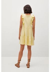 mango - Mango - Sukienka CARILE. Kolor: żółty. Materiał: bawełna, materiał. Typ sukienki: rozkloszowane #2