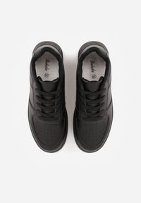 Renee - Czarne Kultowe Sneakersy na Grubej Podeszwie z Perforacją na Nosku Lissina. Okazja: na co dzień. Kolor: czarny. Materiał: jeans #4