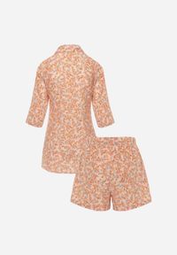 Renee - Pomarańczowy Komplet z Bawełny w Kwiaty Koszula i Krótkie Spodenki Brannaestra. Kolor: pomarańczowy. Materiał: bawełna. Wzór: kwiaty #3