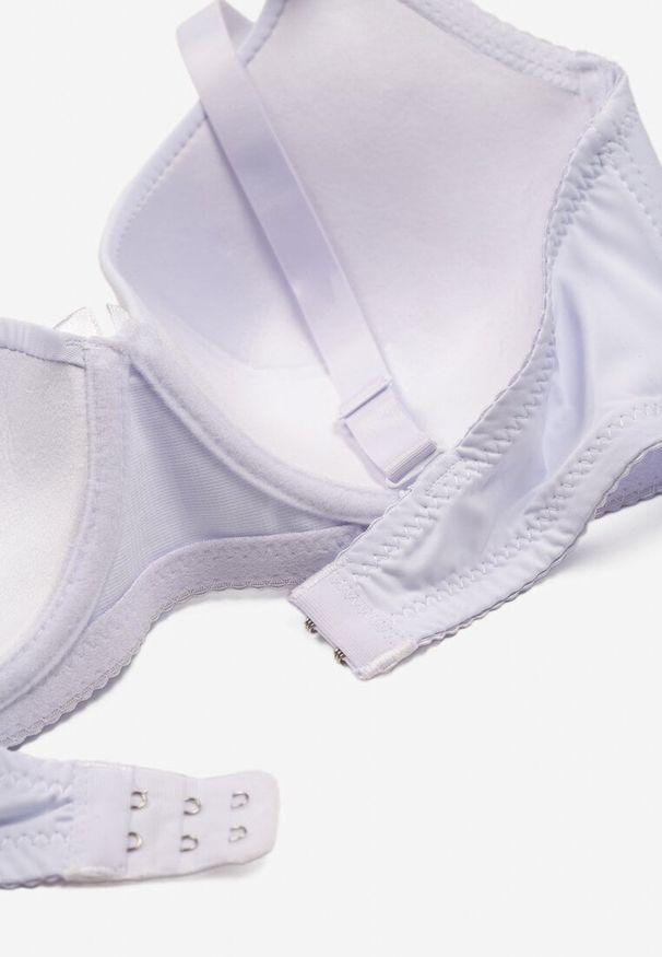 Renee - Biały Casualowy Gładki Biustonosz z Ozdobną Kokardką i Regulowanymi Ramiączkami Kenssin. Kolor: biały. Materiał: dzianina. Wzór: gładki