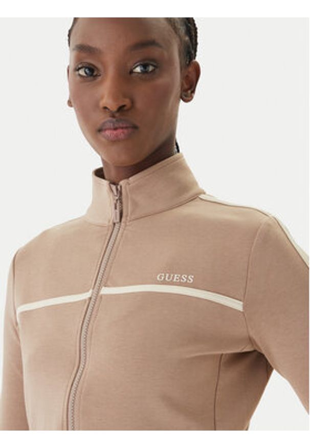 Guess Bluza V6GQ04 K2911 Beżowy Regular Fit. Kolor: beżowy. Materiał: syntetyk