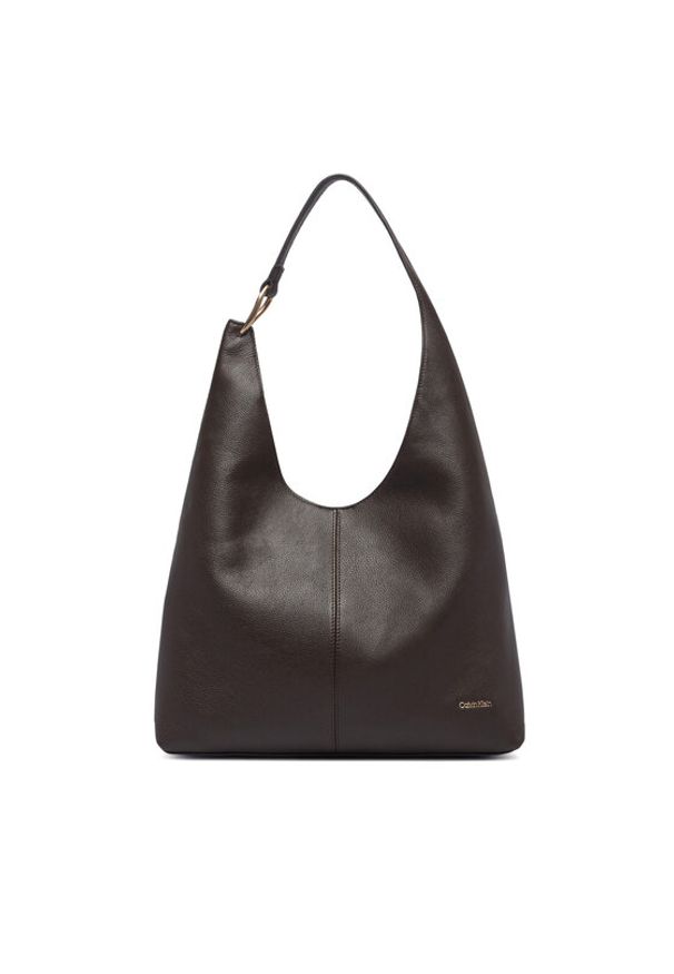 Calvin Klein Torebka Slouchy Leather Md Shoulder Bag LV04F3543G Brązowy. Kolor: brązowy. Materiał: skórzane