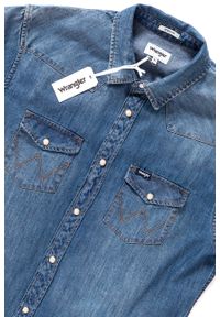 Wrangler - KOSZULA JEANSOWA MĘSKA WRANGLER SS WESTERN SHIRT MID INDIGO W5A10O78E. Materiał: jeans. Długość rękawa: krótki rękaw. Długość: krótkie #3