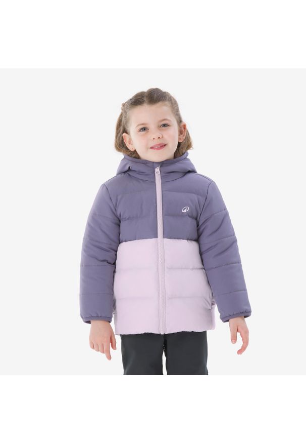 quechua - Kurtka turystyczna zimowa dla dzieci NH500. Kolor: fioletowy. Materiał: polar, włókno, poliester, syntetyk, materiał, puch. Sezon: zima. Styl: sportowy