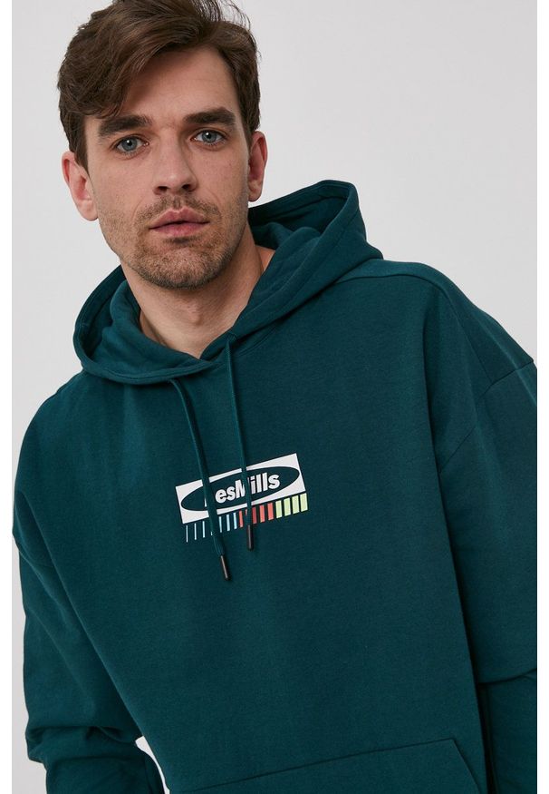 Reebok - Bluza. Kolor: zielony. Materiał: poliester, dzianina. Wzór: nadruk