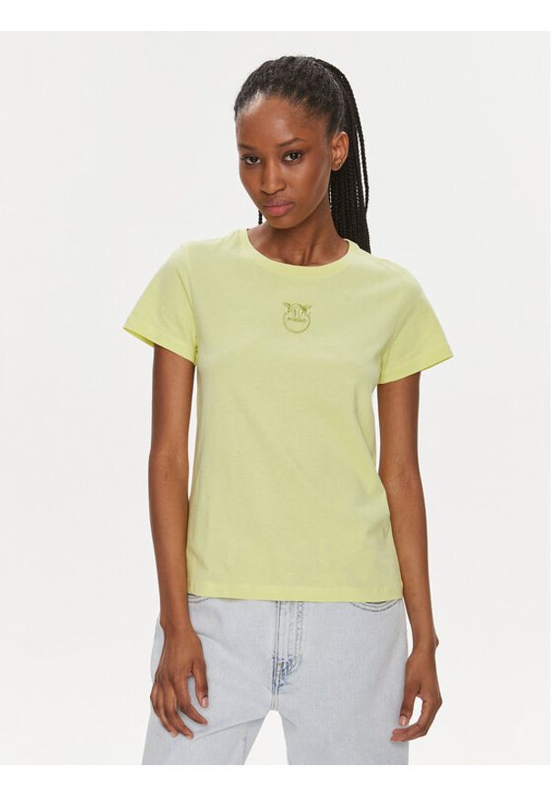 Pinko T-Shirt 100355 A1NW Żółty Regular Fit. Kolor: żółty. Materiał: bawełna