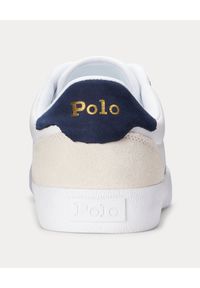 Ralph Lauren - RALPH LAUREN - Białe sneakersy Court Low-Top. Nosek buta: okrągły. Zapięcie: pasek. Kolor: biały. Materiał: tkanina, bawełna, zamsz. Wzór: paski. Obcas: na płaskiej podeszwie #5