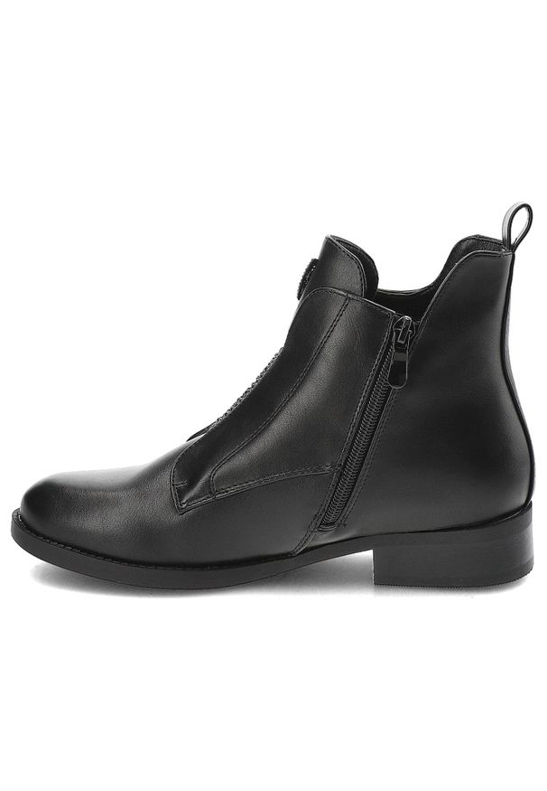 Czarne Botki S.Barski Eleganckie Obuwie Damskie. Okazja: na co dzień. Kolor: czarny. Materiał: skóra ekologiczna. Wzór: aplikacja. Sezon: zima, jesień. Obcas: na obcasie. Styl: elegancki. Wysokość obcasa: niski