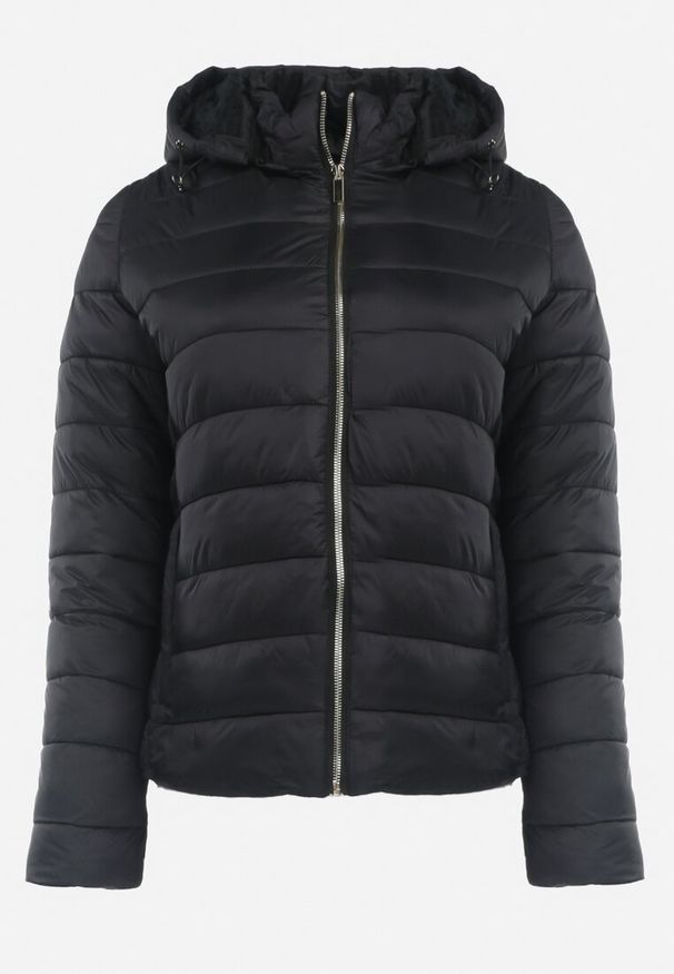 Born2be - Czarna Kurtka z Pikowaniem i Odpinanym Kapturem Dilema. Kolor: czarny