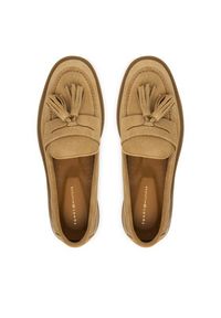 TOMMY HILFIGER - Tommy Hilfiger Mokasyny Light Suede Tassel Loafer FW0FW09285 Brązowy. Kolor: brązowy. Materiał: zamsz, skóra #2